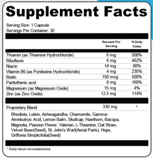 VistaClear Supplement Facts