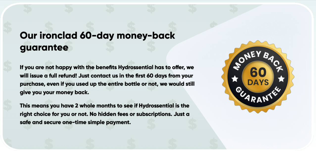 Hydrossential Money Back Guarantee