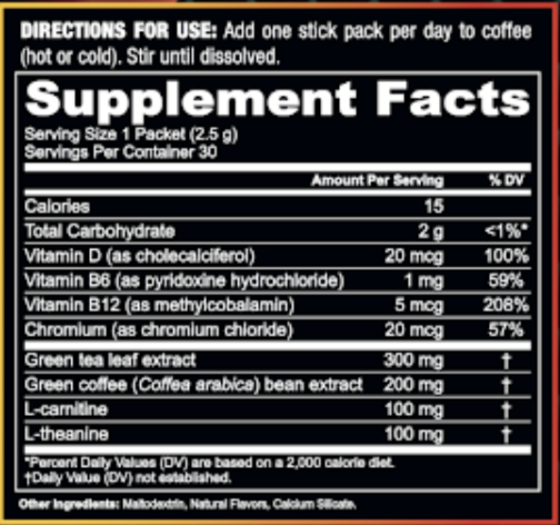 Java Burn supplement facts