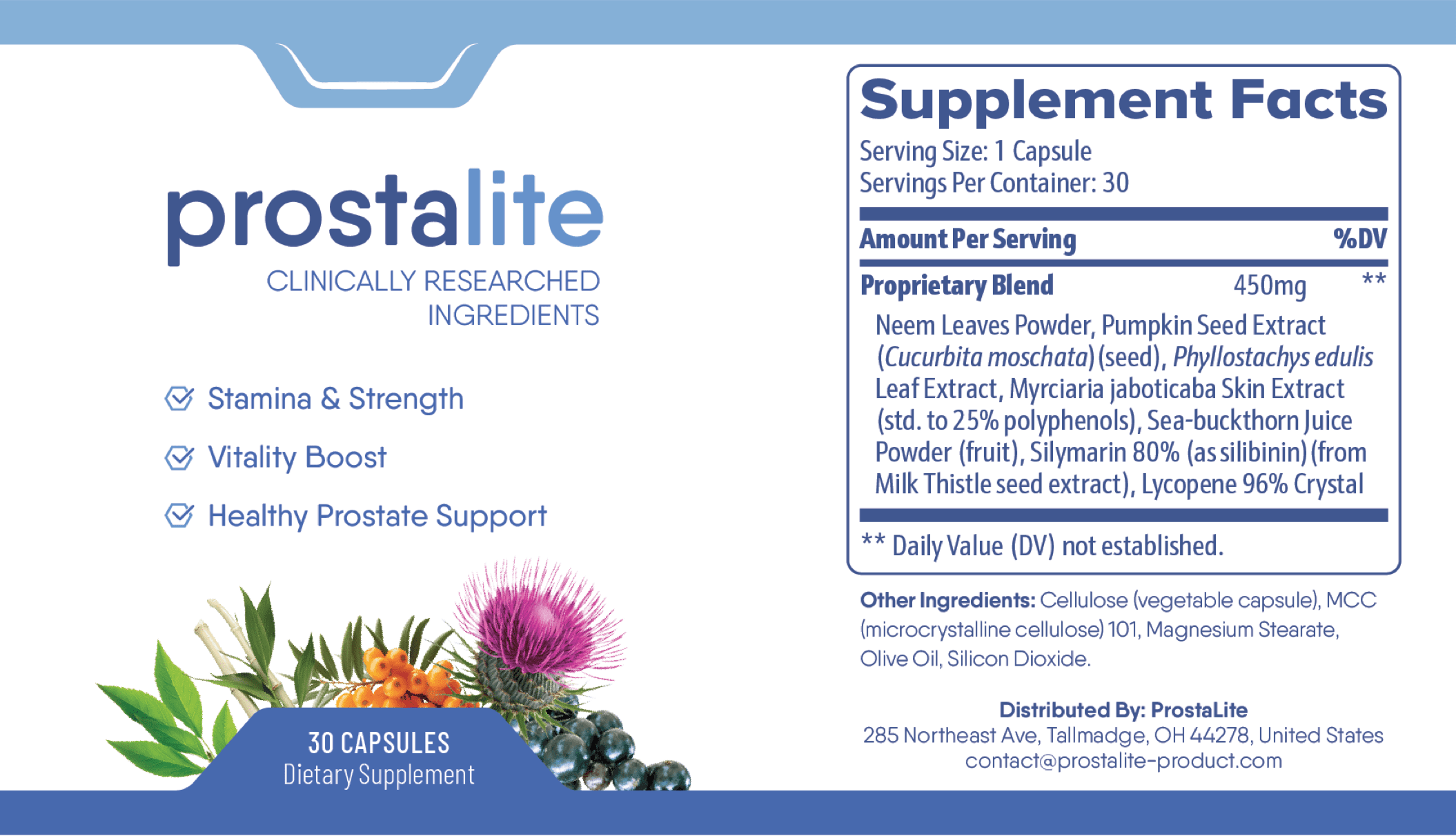 Prostalite Supplement Facts