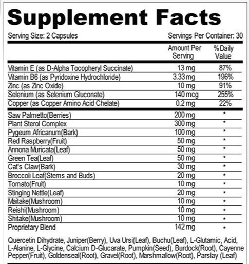 Prostate 911 supplement-fact