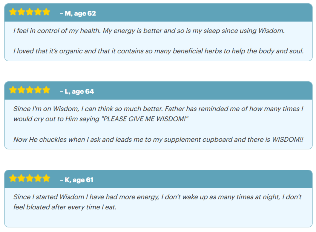 Wisdom Bible Based Supplement user reviews